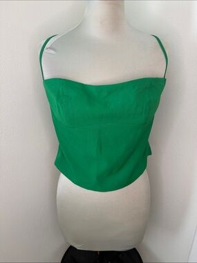 Salty Kelly green crop corset tank top spaghetti straps large L